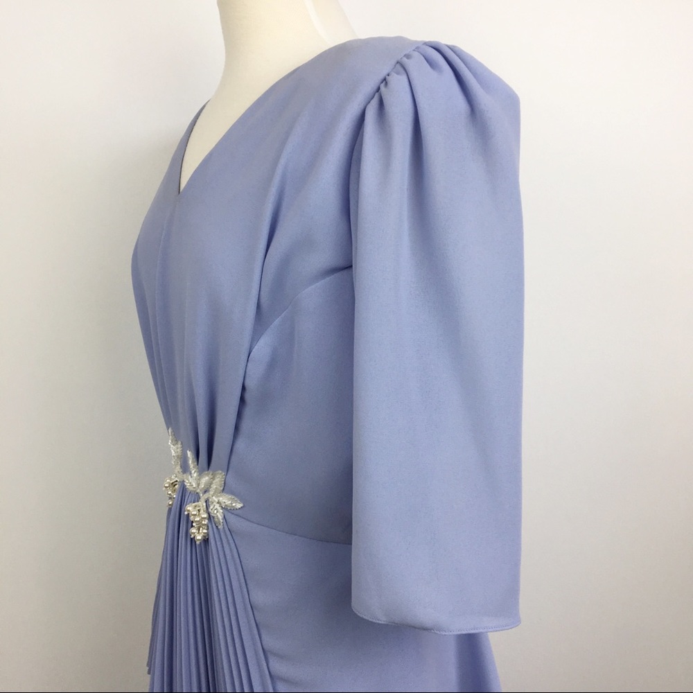 vintage 80s peplum waist pleated mini dress - Picture 4 of 9
